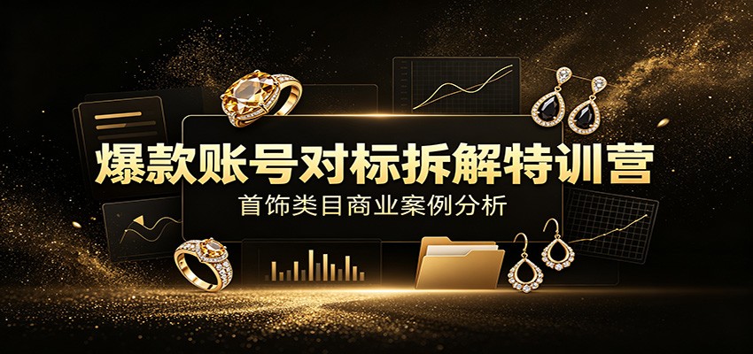 爆款账号对标拆解特训营:首饰类目商业案例分析,配套完整资料内容-资源后花园