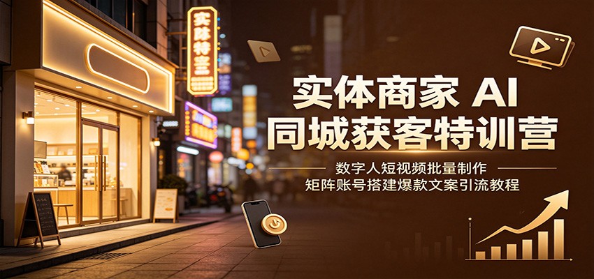 实体商家AI同城获客特训营:数字人短视频批量制作,矩阵账号搭建爆款文案引流教程-资源后花园
