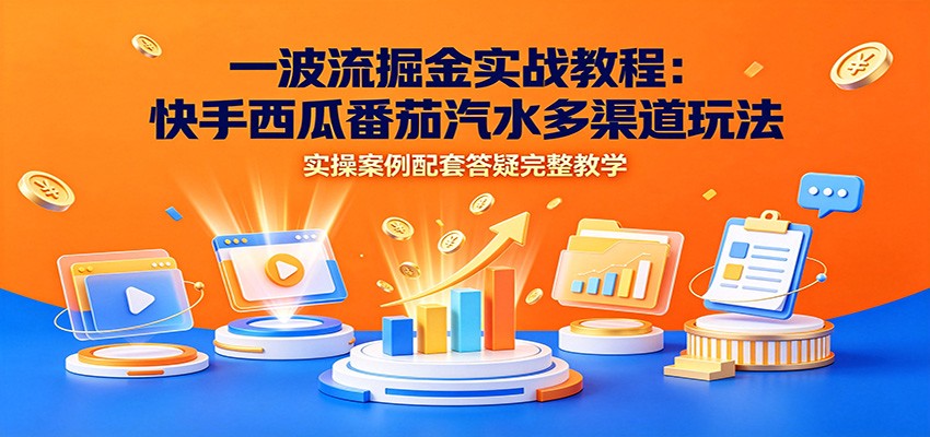 一波流掘金实战教程:快手西瓜番茄汽水多渠道玩法,实操案例配套答疑完整教学-资源后花园