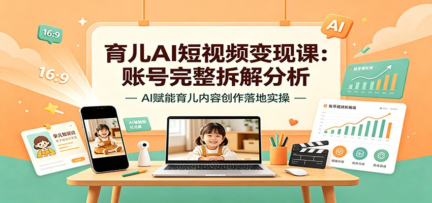 育儿AI短视频变现课：账号完整拆解分析，AI赋能育儿内容创作落地实操-资源后花园