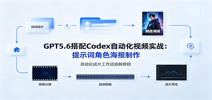 GPT5.6搭配Codex自动化视频实战：提示词角色海报制作，自动化成片工作流拆解教程-资源后花园