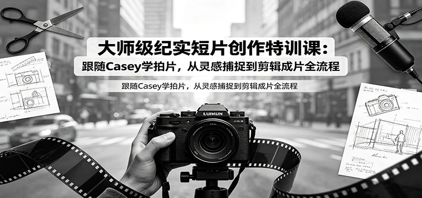 大师级纪实短片创作特训课：跟随Casey学拍片，从灵感捕捉到剪辑成片全流程-资源后花园