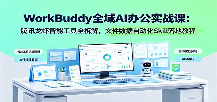 WorkBuddy全域AI办公实战课:腾讯龙虾智能工具全拆解,文件数据自动化Skill落地教程-资源后花园