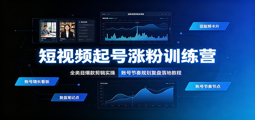 短视频起号涨粉训练营：全类目爆款剪辑实操，账号节奏规划复盘落地教程-资源后花园