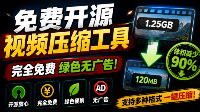 Github开源视频压缩瘦身工具，轻松压缩90%，并保持画质清晰，完全免费绿色无广告！VideoSlim-资源后花园
