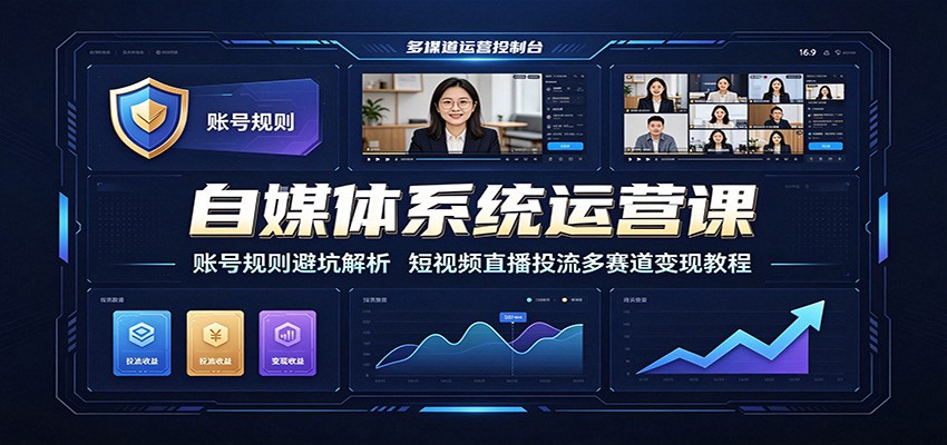 自媒体系统运营课：账号规则避坑解析，短视频直播投流多赛道变现教程-资源后花园