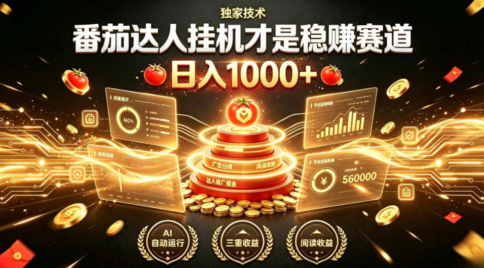 别再瞎找副业！番茄达人挂G才是稳賺赛道，日入1000+，全程傻瓜式操作，可矩阵放大【揭秘】-资源后花园