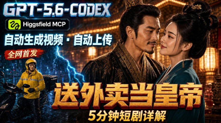 GPT-5.6 Codex+Higgsfield MCP：一条指令生成5分钟短剧并自动上传YouTube(油管)-资源后花园