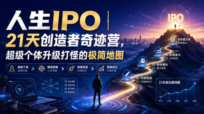 人生IPO︱21天创造者奇迹营，​超级个体升级打怪的极简地图-资源后花园