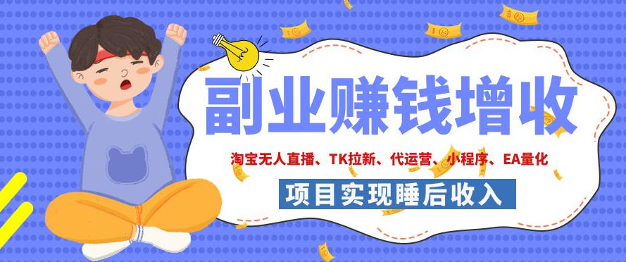 2026年多个真实落地副业项目，手把手带你搭建被动收入管道(淘宝无人直播、海外TK拉新、CSGO饰品交易、去水印小程序等)【揭秘】-资源后花园