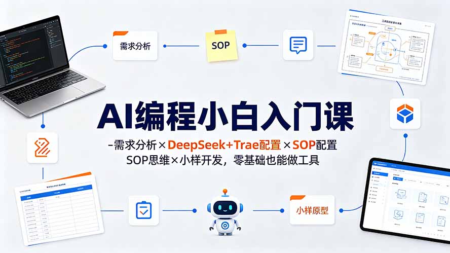 AI编程小白入门课-需求分析×DeepSeek+Trae配置×SOP思维×小样开发，零基础也能做工具-资源后花园