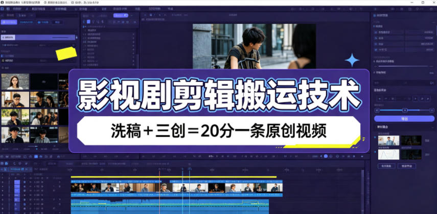 影视剧剪辑搬运技术，洗稿+三创=20分一条原创视频-资源后花园