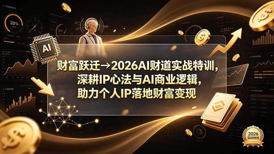 财富跃迁→2026AI财道实战特训，深耕IP心法与AI商业逻辑，助力个人IP落地财富变现-资源后花园