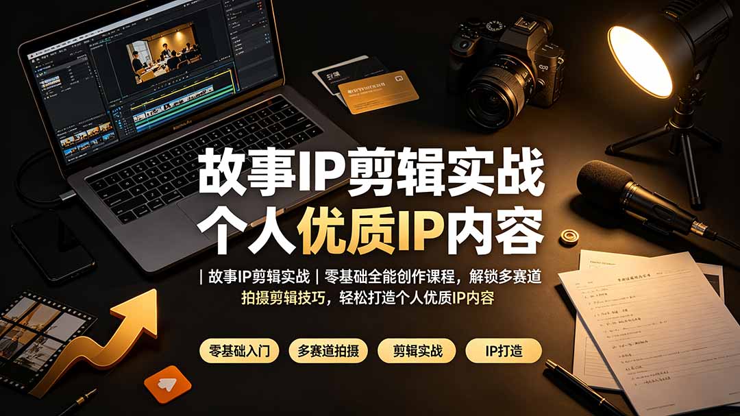 故事IP剪辑实战｜零基础全能创作课程，解锁多赛道拍摄剪辑技巧，轻松打造个人优质IP内容-资源后花园
