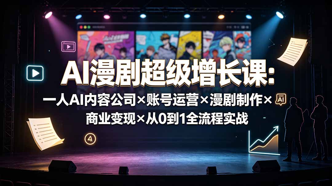 AI漫剧超级增长课：一人AI内容公司×账号运营×漫剧制作×商业变现×从0到1全流程实战-资源后花园