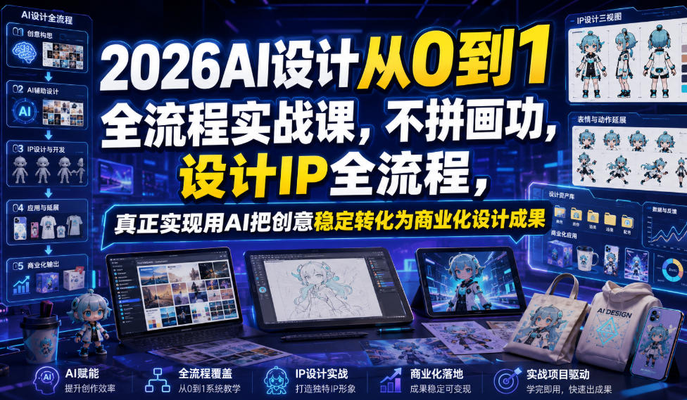 2026AI设计从0到1全流程实战课，不拼画功，设计IP全流程，真正实现用AI把创意稳定转化为商业化设计成果-资源后花园