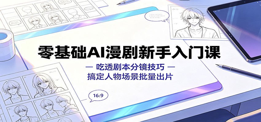 零基础AI漫剧新手入门课：吃透剧本分镜技巧，搞定人物场景批量出片-资源后花园