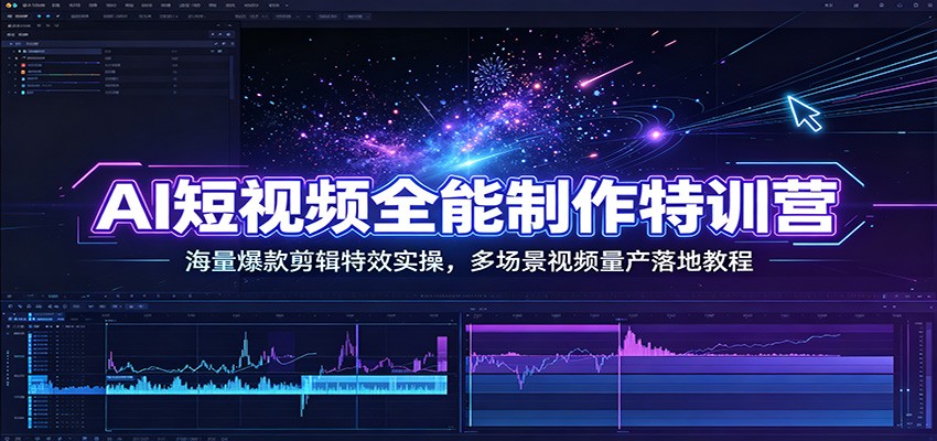 AI短视频全能制作特训营：海量爆款剪辑特效实操，多场景视频量产落地教程-资源后花园