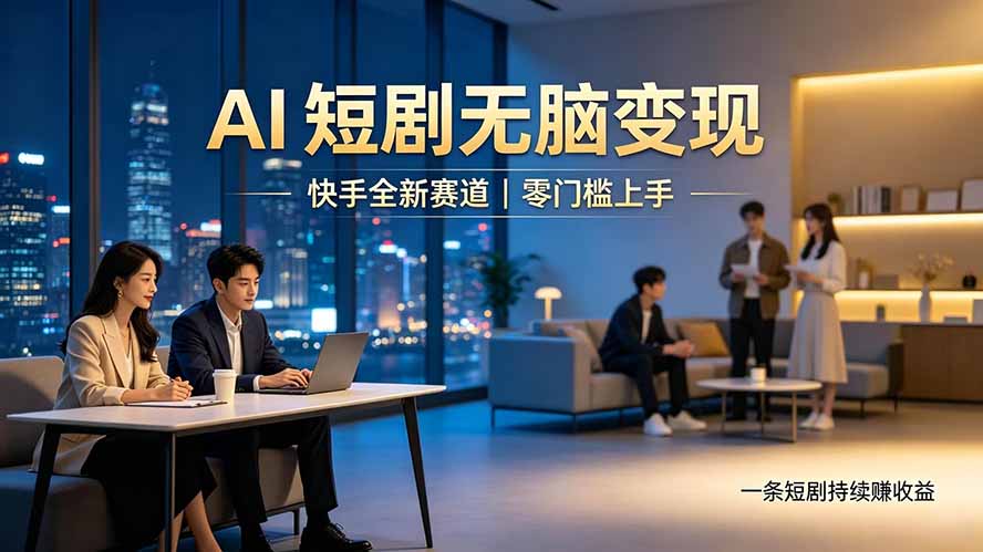 别乱找副业了，快手 AI 短剧零门槛长久被动增收-资源后花园