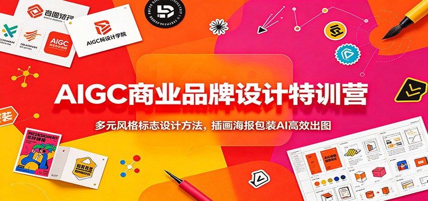 AIGC商业品牌设计特训营：多元风格标志设计方法，插画海报包装AI高效出图-资源后花园