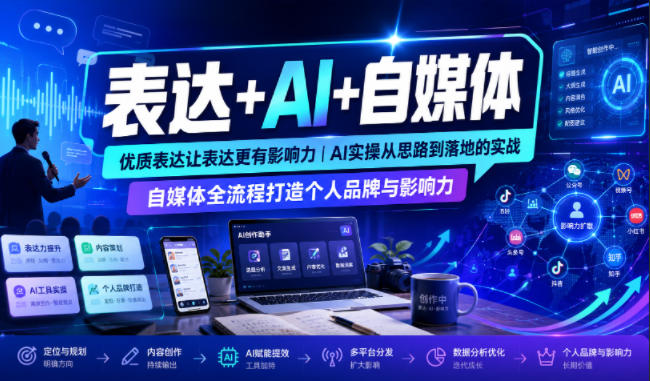 表达+AI+自媒体，优质表达让表达更有影响力|AI实操从思路到落地的实战|自媒体全流程打造个人品牌与影响力-资源后花园