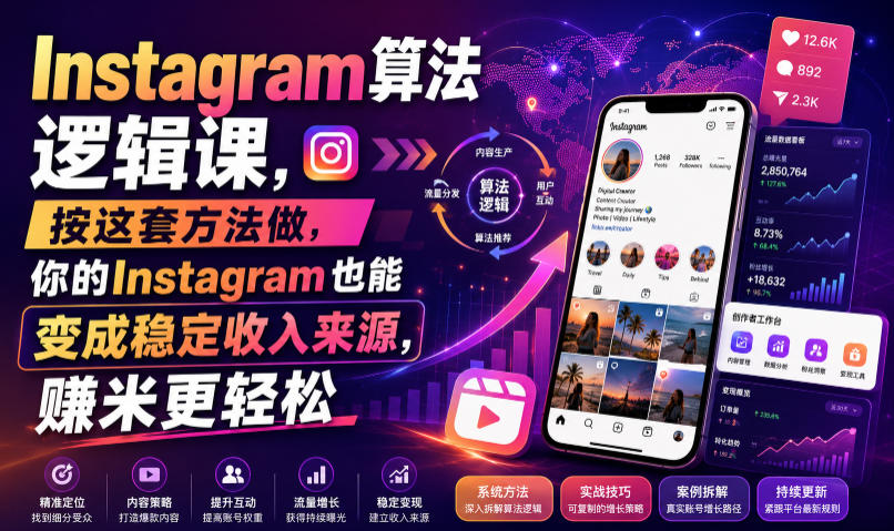 Instagram算法逻辑课，按这套方法做，你的Instagram也能变成稳定收入来源，賺米更轻松【原创双语字幕】-资源后花园