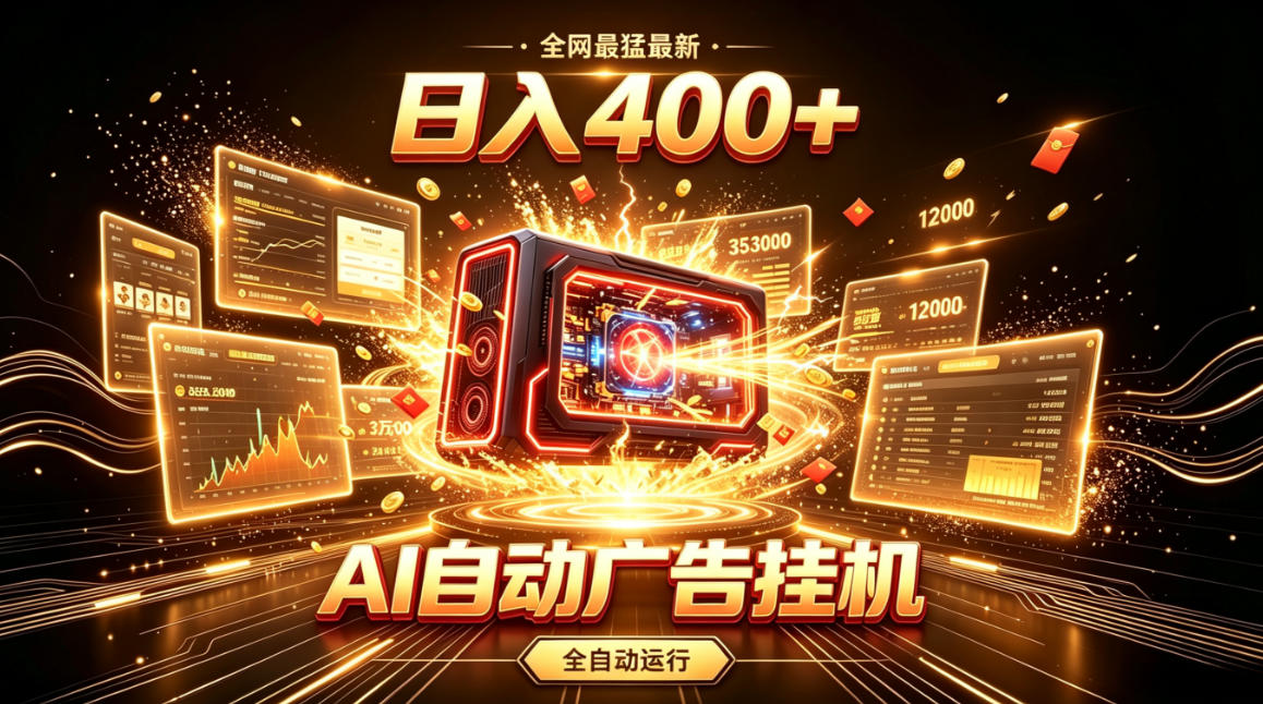 全网最猛最新的AI自动广告挂G，狠收益日入400+，真正做到躺賺式变现【揭秘】-资源后花园