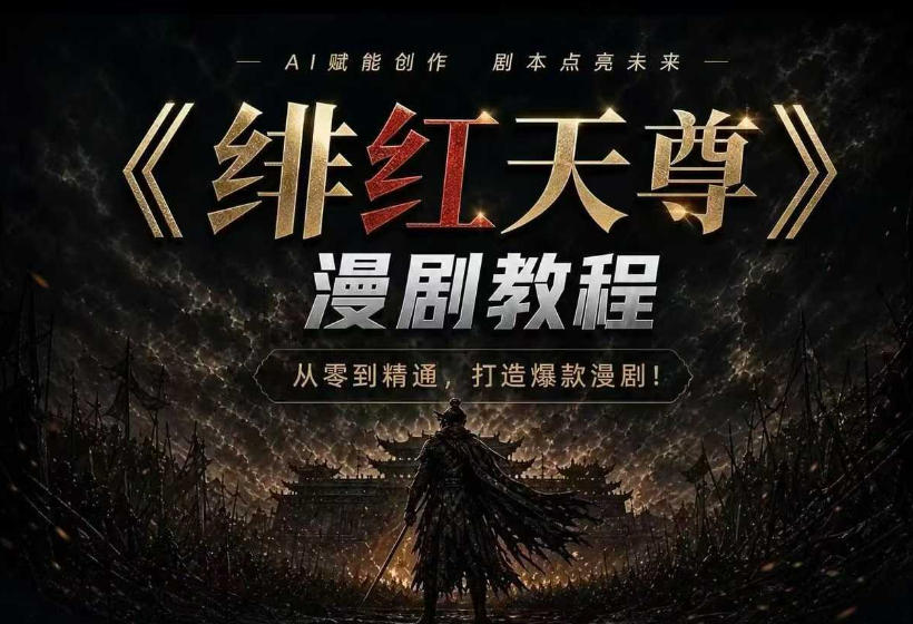 绯红天尊AI漫剧系统教程｜从零入门到精通，工具运用+剧本创作+爆款逻辑+提示词素材+镜头剪辑，全套爆款漫剧落地实战课-资源后花园