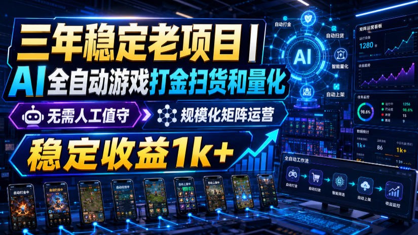 稳定三年的海外游戏全自动搬砖玩法，日入千元，无脑操作！-资源后花园