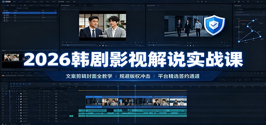 2026韩剧影视解说实战课：文案剪辑封面全教学，规避版权冲击平台精选签约通道-资源后花园