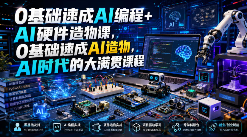 0基础速成AI编程+AI硬件造物课，0基础速成AI造物，AI时代的大满贯课程-资源后花园