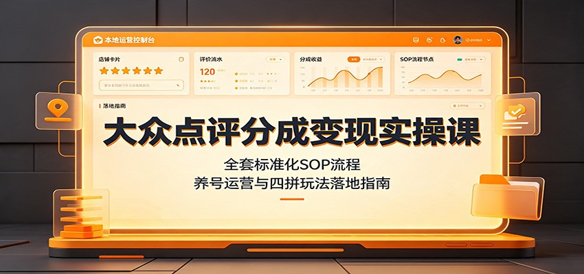 大众点评分成变现实操课：全套标准化SOP流程，养号运营与四拼玩法落地指南-资源后花园