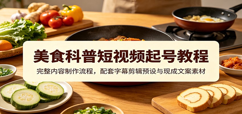 美食科普短视频起号教程：完整内容制作流程，配套字幕剪辑预设与现成文案素材-资源后花园
