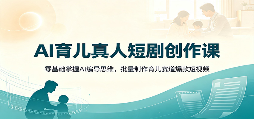 AI育儿真人短剧创作课：零基础掌握AI编导思维，批量制作育儿赛道爆款短视频-资源后花园