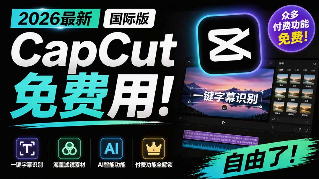 2026最新国际版剪映！CapCut 众多付费功能免费用，一键字幕识别 / 滤镜素材 / AI智能功能自由了 CapCut-资源后花园