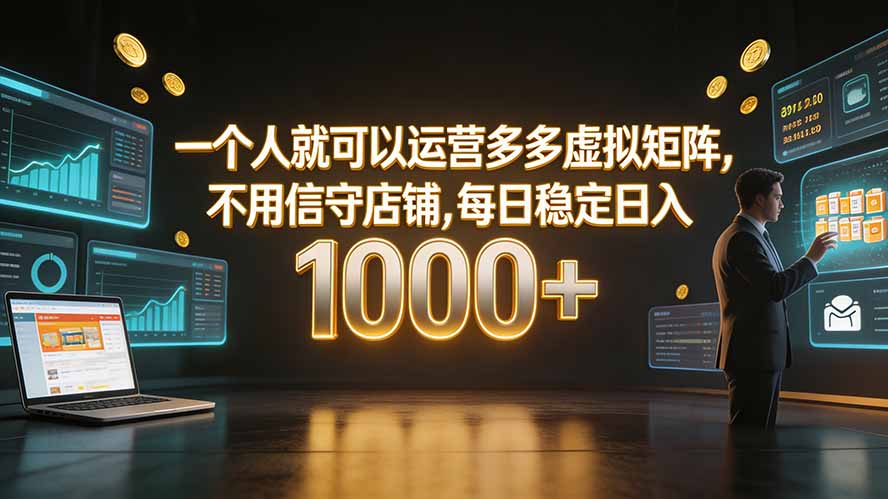 一个人就可以运营多多虚拟矩阵，不用值守店铺，每日稳定日入 1000+-资源后花园