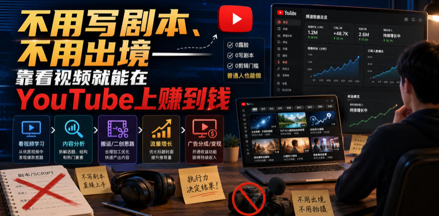不用写剧本、不用出境——靠看视频就能在YouTube上賺到钱【原创双语字幕】-资源后花园
