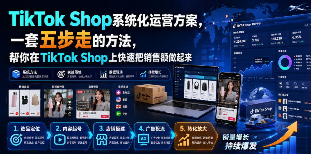 TikTok Shop系统化运营方案，一套五步走的方法，帮你在TikTok Shop上快速把销售额做起来【原创双语字幕】-资源后花园