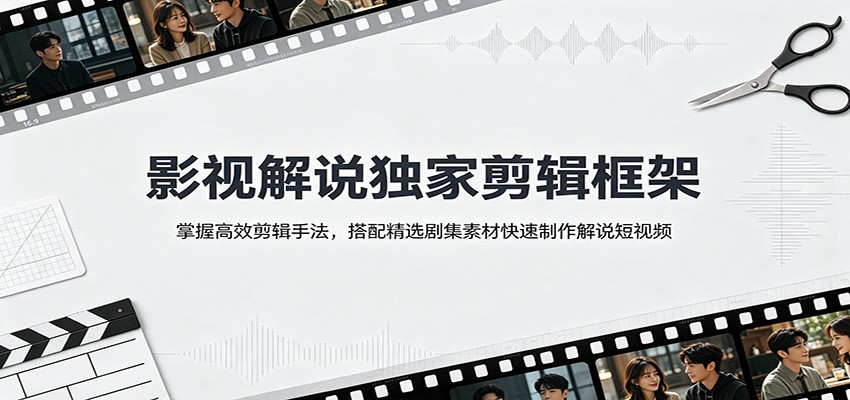 影视解说独家剪辑框架：掌握高效剪辑手法，搭配精选剧集素材快速制作解说短视频-资源后花园
