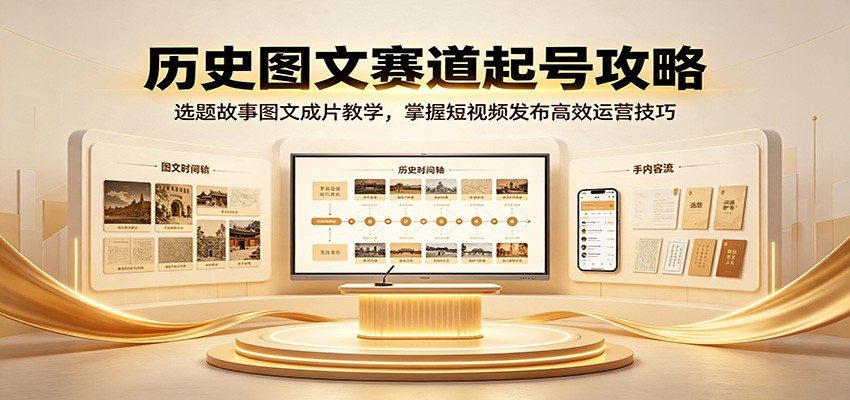 历史图文赛道起号攻略：选题故事图文成片教学，掌握短视频发布高效运营技巧-资源后花园