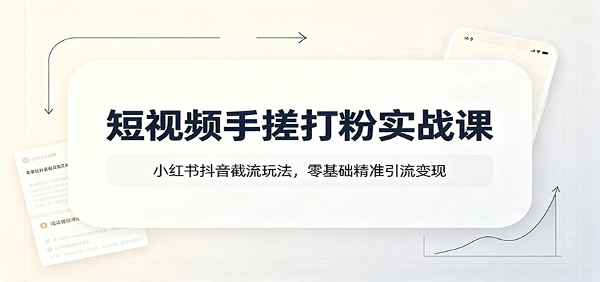 短视频手搓打粉实战课：小红书抖音截流玩法，零基础精准引流变现-资源后花园