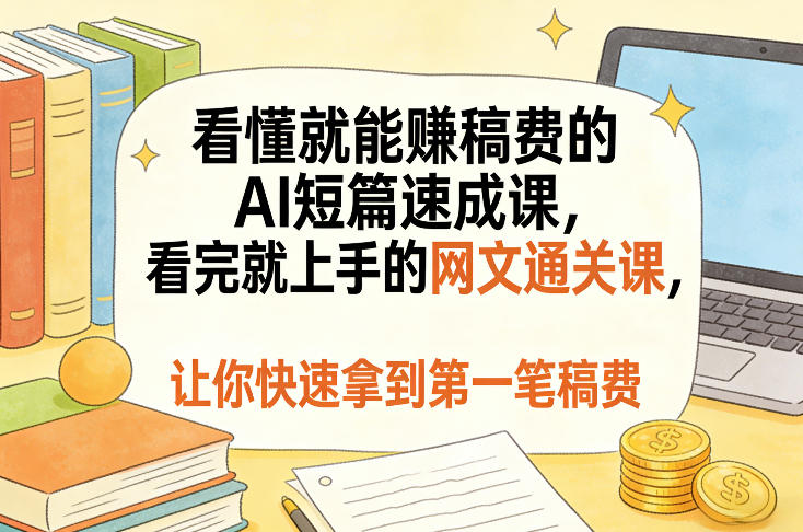 看懂就能賺稿费的AI短篇速成课，看完就上手的网文通关课，让你快速拿到第一笔稿费(更新8月)-资源后花园