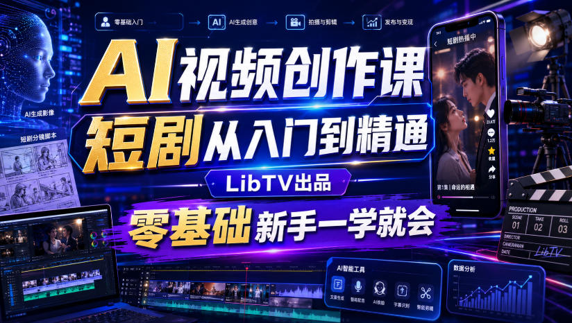 AI视频创作课，短剧从入门到精通，LibTV出品，零基础新手一学就会-资源后花园