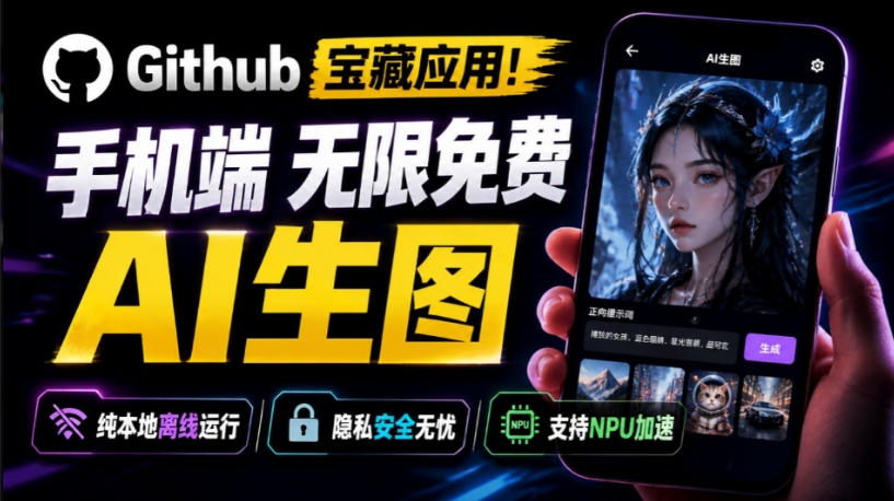 Github宝藏应用！手机端无限免费AI生图，纯本地离线运行，支持NPU加速斩获3.1k stars，local-dream-资源后花园
