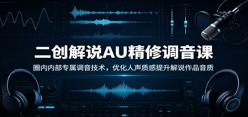 二创解说AU精修调音课：圈内内部专属调音技术，优化人声质感提升解说作品音质-资源后花园