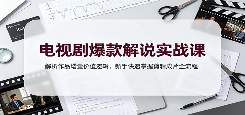 电视剧爆款解说实战课：解析作品增量价值逻辑，新手快速掌握剪辑成片全流程-资源后花园