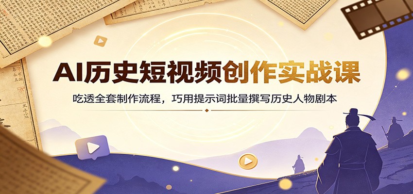 AI历史短视频创作实战课：吃透全套制作流程，巧用提示词批量撰写历史人物剧本-资源后花园