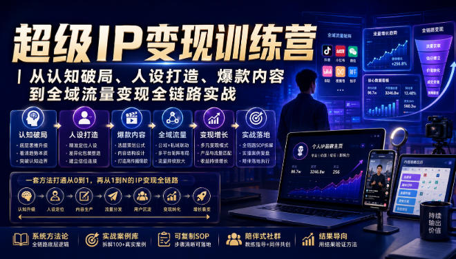 超级IP变现训练营｜从认知破局、人设打造、爆款内容到全域流量变现全链路实战-资源后花园
