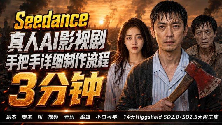 3分钟真人AI影视剧怎么做？SD 2.0手把手完整制作流程｜Higgsfield 14天SD 2.0/2.5无限生成-资源后花园