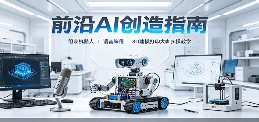 前沿AI创造指南：组装机器人、语音编程、3D建模打印大咖实操教学-资源后花园